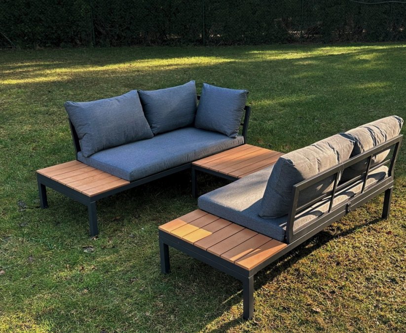 Záhradný rohový set - hnedý