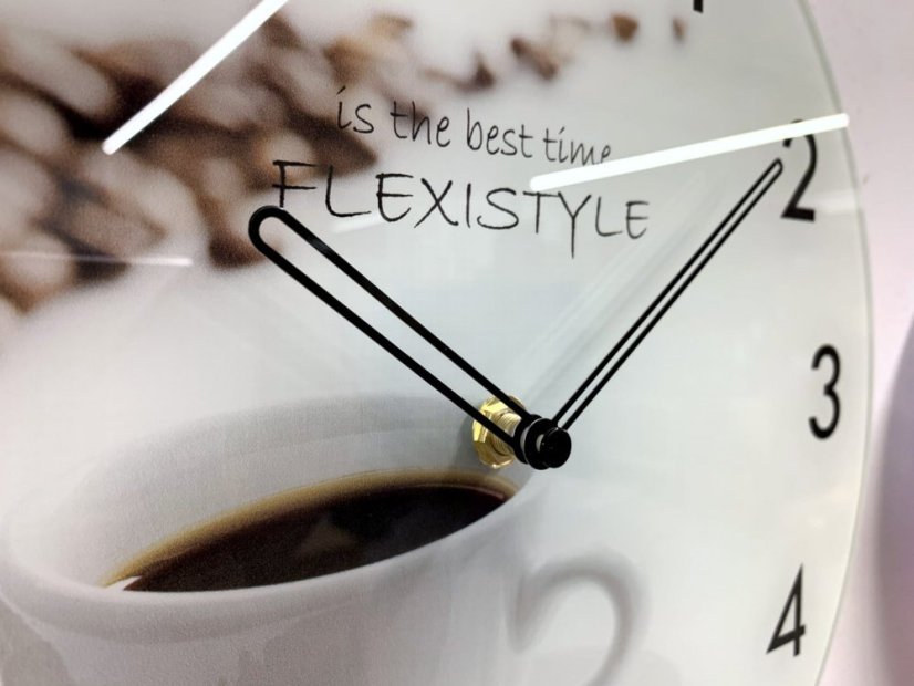 Kvalitné kuchynské hodiny s kávou 30 cm