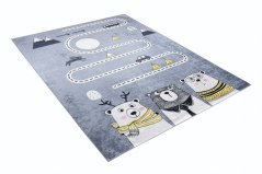 Kinderteppich mit Tier- und Straßenmotiv 
