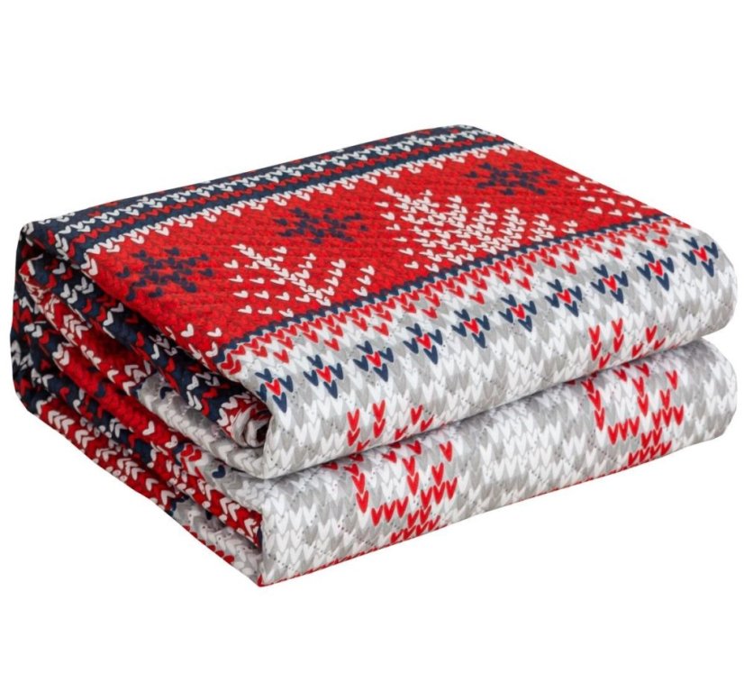 Rote Weihnachtsbettdecke mit nordischem Muster