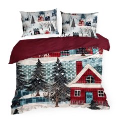 Vianočná bavlnená posteľná bielizeň so zimnou krajinkou