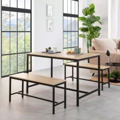 Loft bútor szett étkezőbe vagy konyhába - asztal és 2 pad