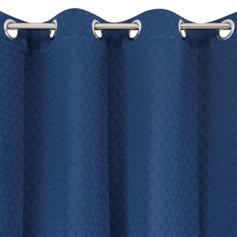 Temno modra zavesa s finim ornamentom 135 x 250 cm