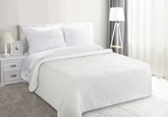 Krémes-fehér egyszínű ágytakaró varrással
