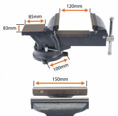 Zámečnický svěrák 150 mm otočný s kovadlinou
