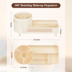 Organizzatore per cosmetici e pennelli - ruotabile - 34 x 8 x 15 cm