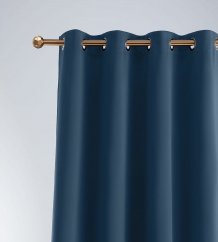 Temno modra zatemnitvena zavesa z grometo 140 x 280 cm