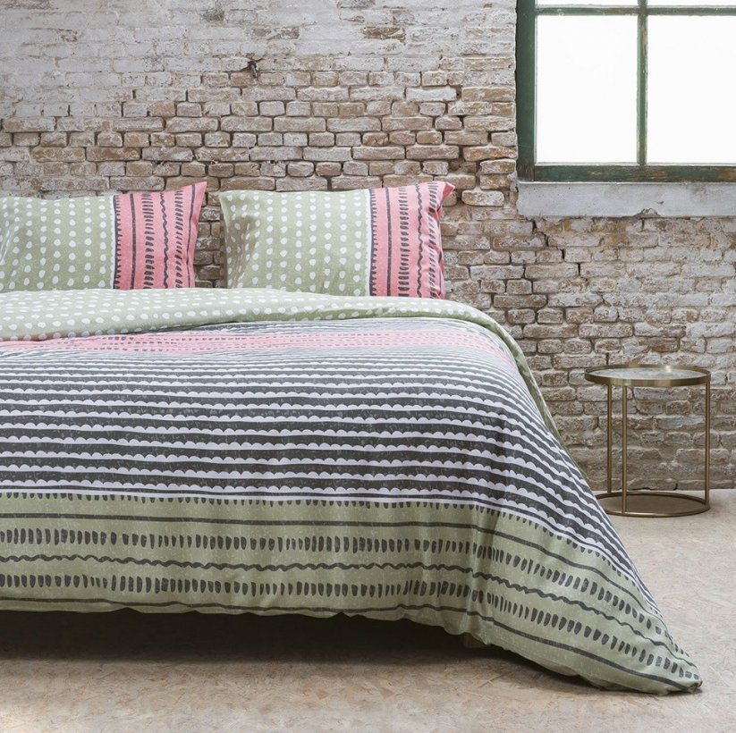 Zelené posteľné obliečky s originálnym vzorom BIT SHABBY