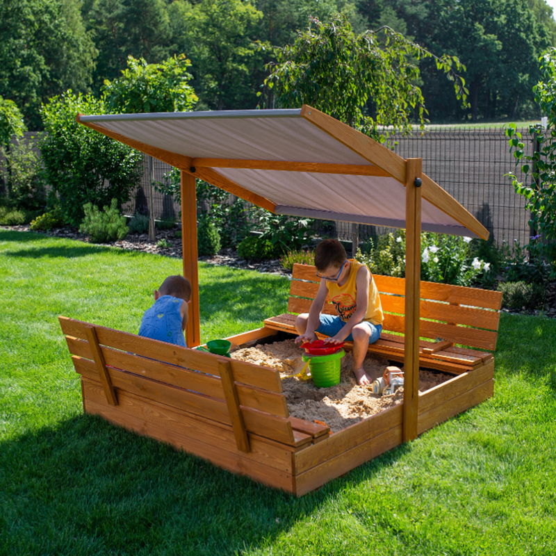 Zelené detské uzatvárateľné pieskovisko so strieškou 120 x 120 cm