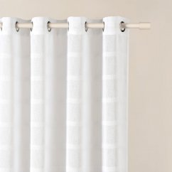 Hochwertige weiße Gardine Maura mit Aufhängeringen 140 x 280 cm
