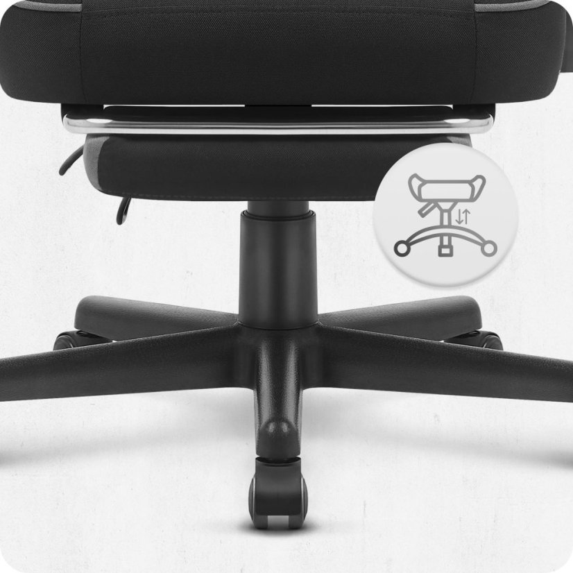 CABRO C504 gamerska stolica s presvlakom od tkanine i osloncem za noge, do 150 kg, crna i siva