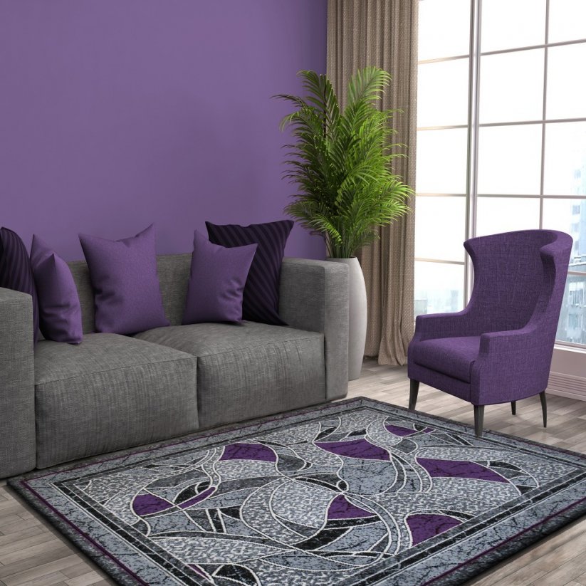 Designový koberec šedě fialový