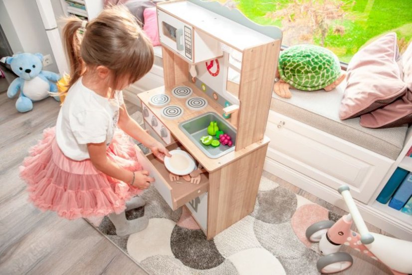 Drevená kuchynka XXL + kuchynské náradie Ecotoys
