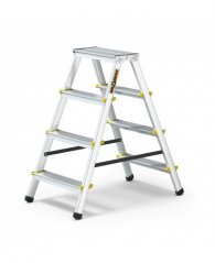 Obojstranný schodíkový rebrík z hliníka, so 4 schodíkmi a nosnosťou 150 kg