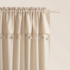 Cremefarbener Vorhang Astoria mit Quasten auf einem Bindeband 140 x 250 cm