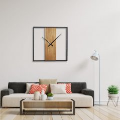 Дизайнерски стенен часовник в дизайн дърво и метал, 80 см
