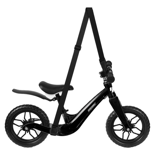 Gyermek kerékpár KRUZZEL 12 vállpánttal - fekete-rózsaszín