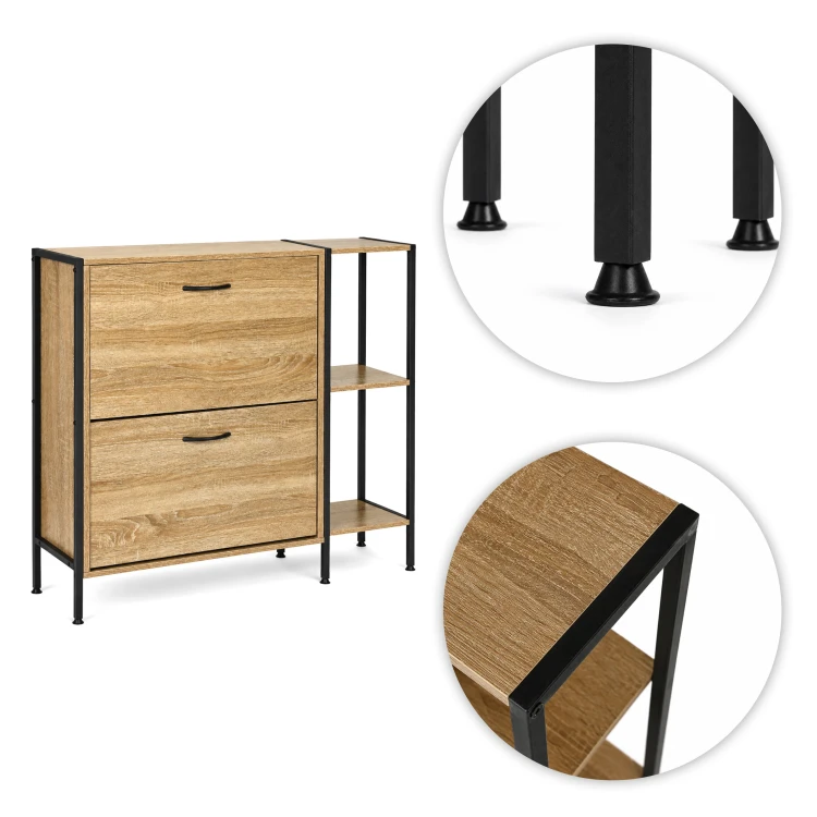 Dulap pentru pantofi cu 2 compartimente rabatabile și rafturi 86,5 x 89 x 24 cm