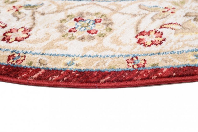 Okrúhly vintage koberec červeno béžovej farby - Rozmer koberca: Šírka: 170 cm
