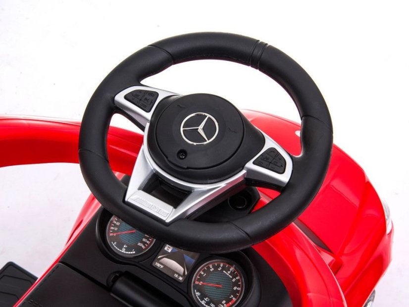 Odrážedlo Mercedes v červené barvě s rukojetí