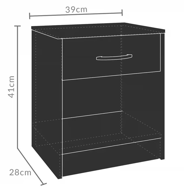 Măsuță de noptieră Kiel cu sertar și raft 41 × 39 × 28 cm - Culoare: Alb