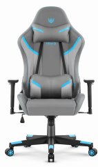 Herné ergonomické kreslo HC-2002 s nosnosťou 150 kg - sivé s modrými detailmi