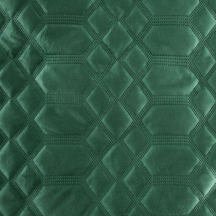 Prešívaný zamatový prehoz na posteľ zelenej farby
