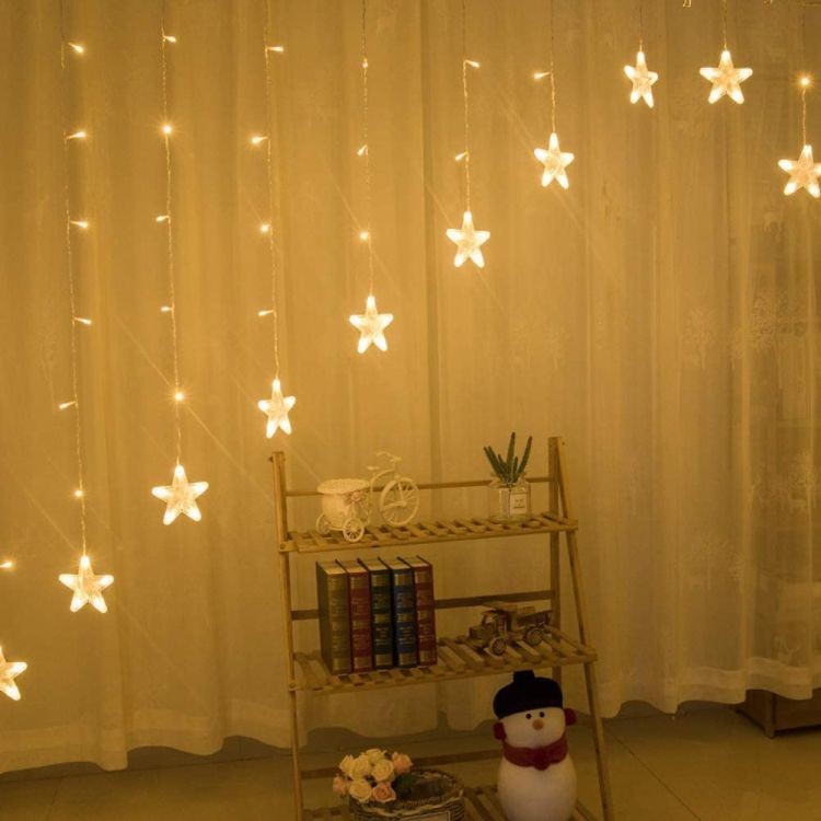 Cortină de Crăciun cu stele 4m 136 LED-uri