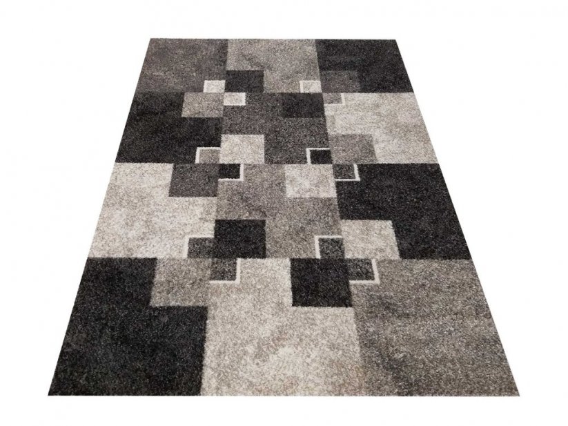Einzigartiger beiger Teppich mit quadratischem Motiv