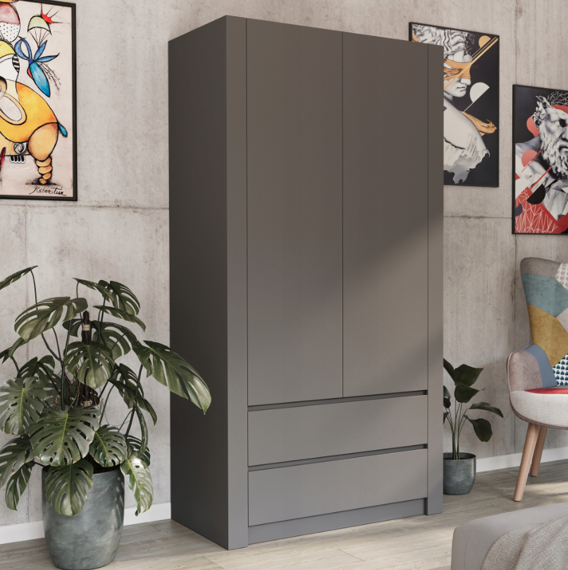 Modern kétajtós gardróbszekrény MODERN B20 180 x 90 x 55 cm - különböző színváltozatokban.