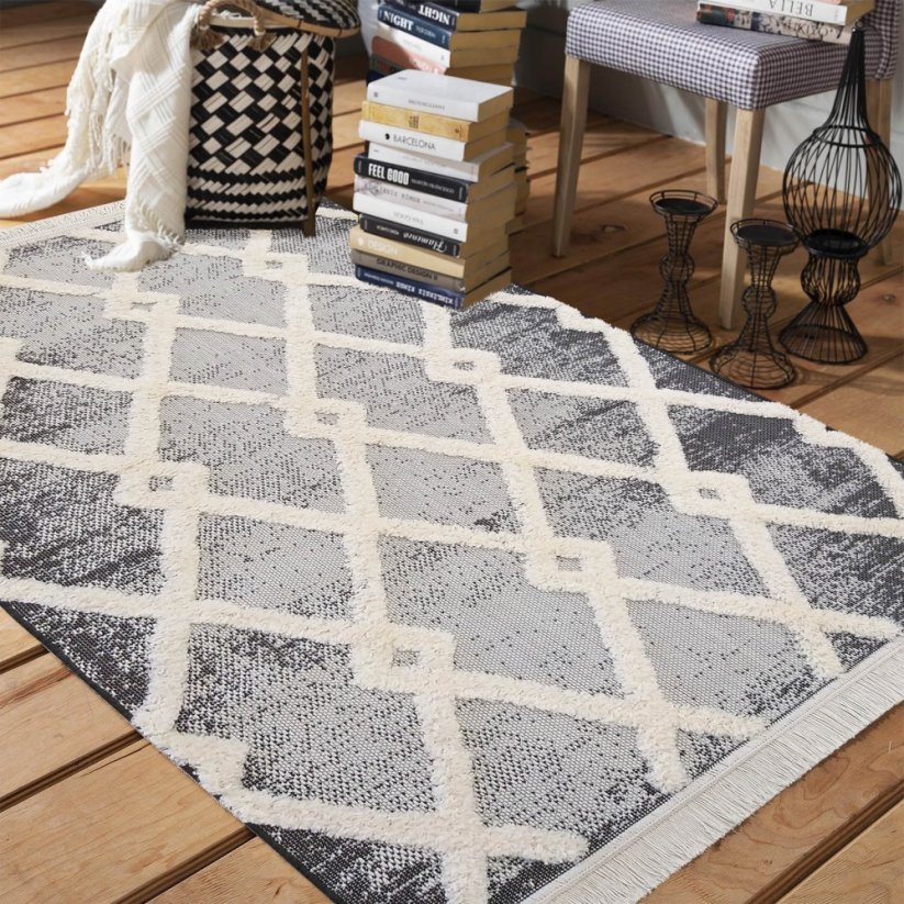 Grauer Teppich im skandinavischen Stil - Die Größe des Teppichs: Breite: 160 cm | Länge: 230 cm