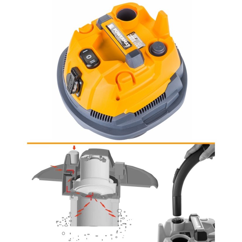 Průmyslový vysavač PM-OD-30M FC o výkonu 1600W Dry/Wet + třepačka filtru