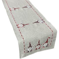 Șal de Crăciun gri cu broderie roșie de elfi