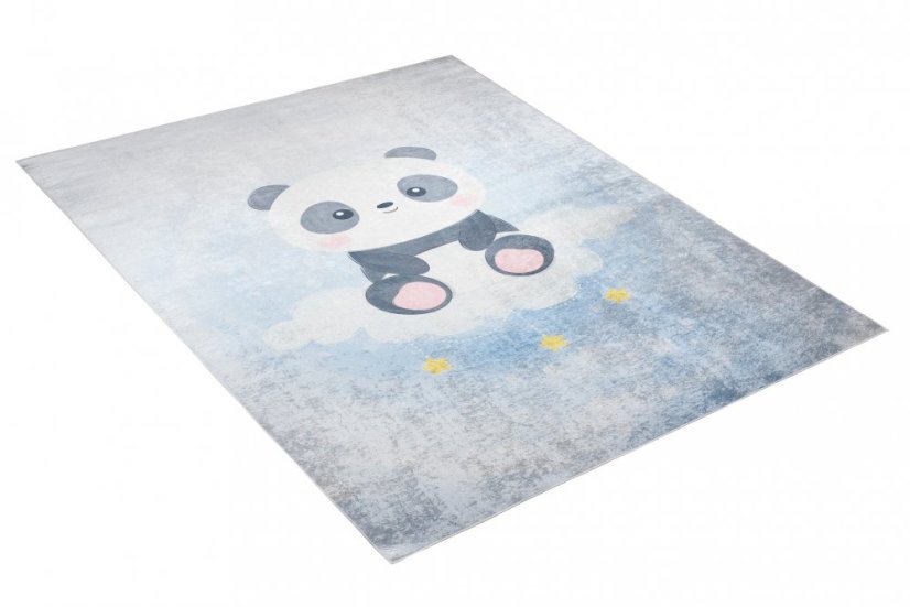 Kinderteppich mit einem niedlichen Panda auf einer Wolke