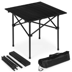Skladací turistický, kempingový stolík - čierny stolík na piknik