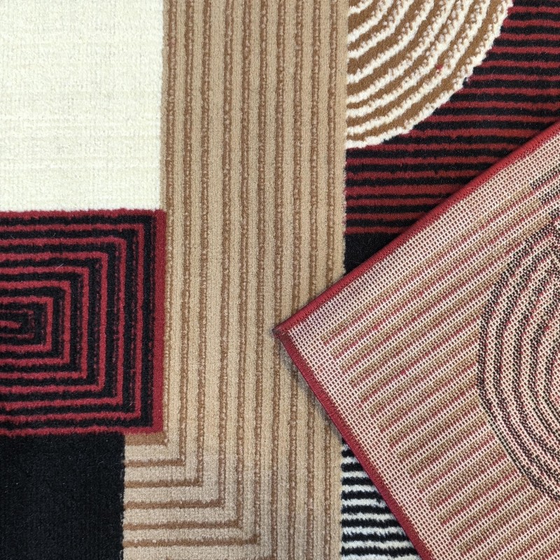 Koberec Alfa s geometrickým vzorom - červený
