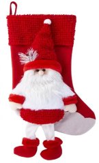 Roter dekorativer Weihnachtsstiefel mit Weihnachtsmann