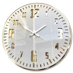 Weiße Wanduhr im Retro-Stil mit goldenem Zifferblatt