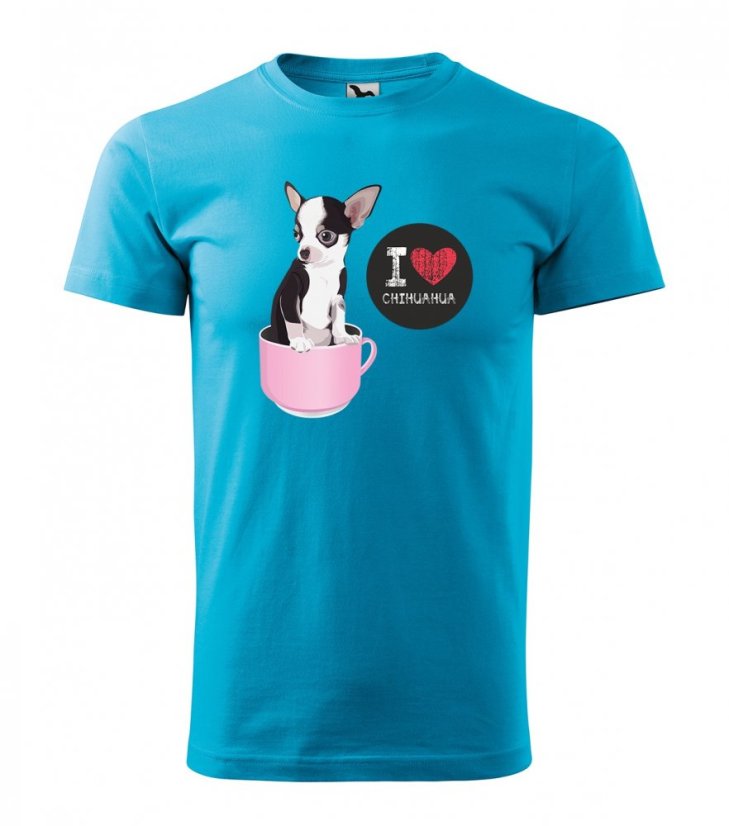 Férfi rövid ujjú pamut póló chihuahua nyomtatással