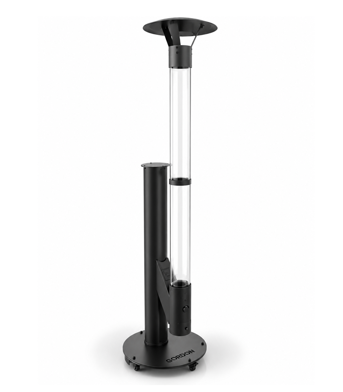 Terasový ohřívač na pelety s efektem plamene 5 kW, 189 cm, černý