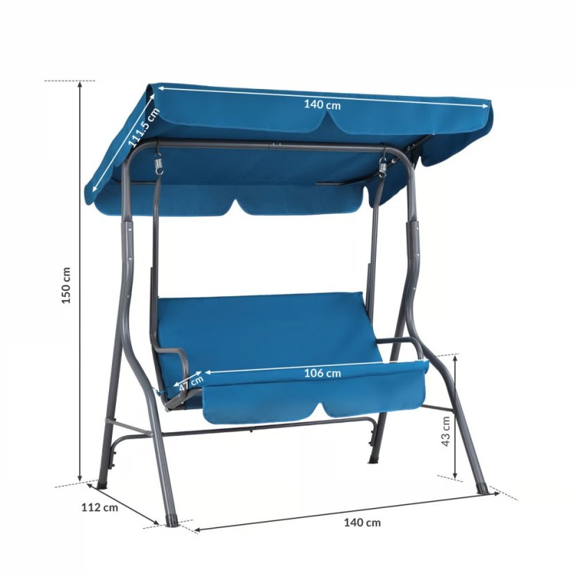 Vrtna ljuljačka CASARIA® plava, sa zaštitnom navlakom KINGSLEEVE®