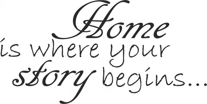 Adesivo murale HOME IS WHERE YOUR STORY BEGINS (La casa è dove inizia la tua storia)
