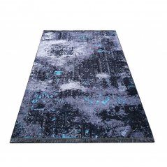 Viacfarebný koberec so strieborno-modrým motívom