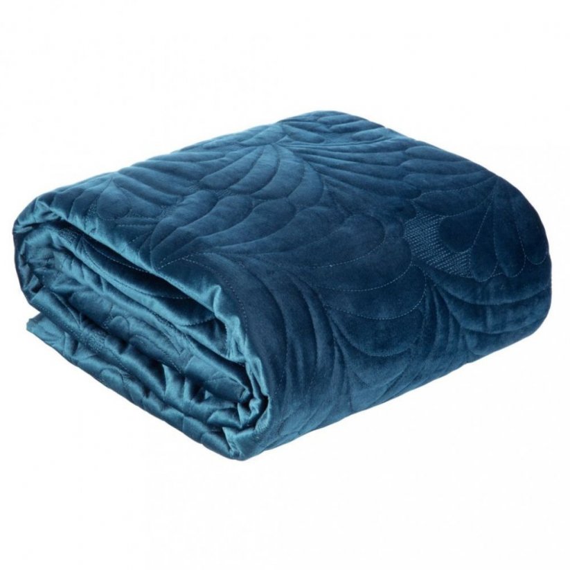 Cuvertură de pat de lux din catifea de culoare albastru închis