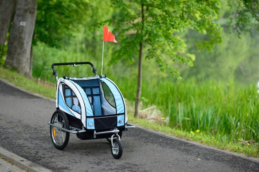 2-miestny príves za bicykel s tlmičom + JOGGER modrý