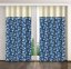 Blauer Vorhang mit weißem und blauem Blumendruck und cremefarbener Bordüre - Größe: Breite: 160 cm | Länge: 250 cm