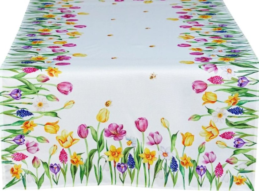 Dekoratív terítő tavaszi virágokkal