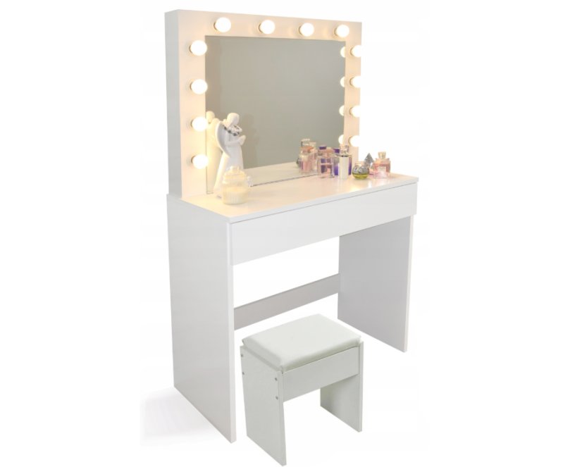 Stylový toaletní/kosmetický stolek s LED osvětlením a taburetem