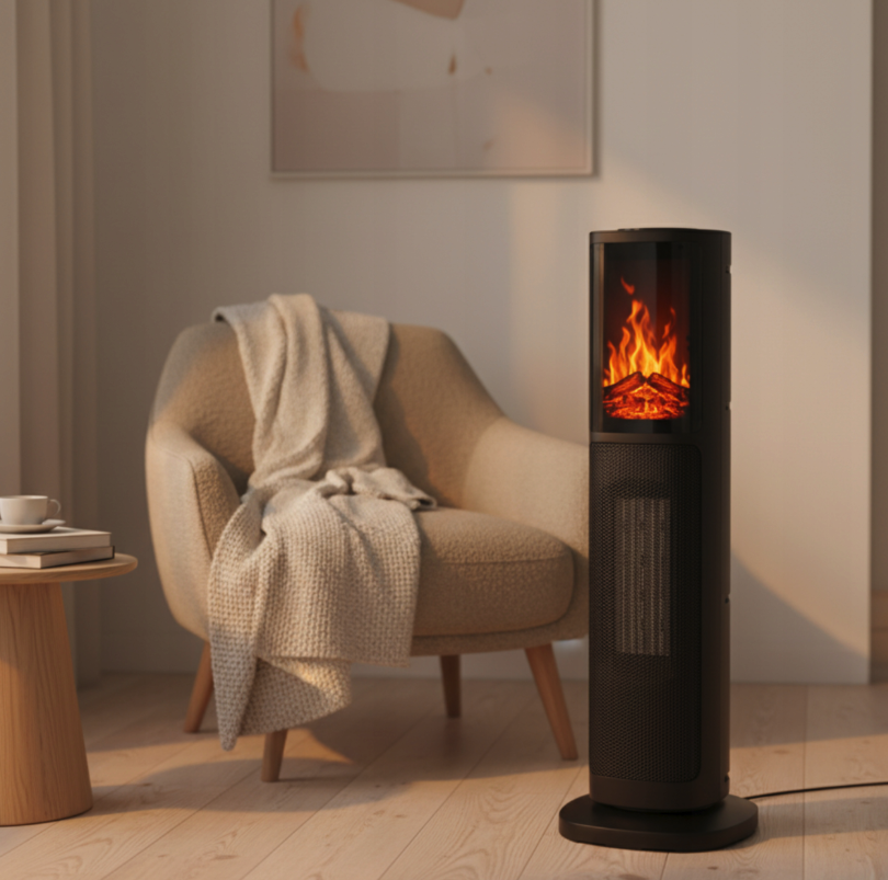 Încălzitor electric tip coloană cu efect de flacără 2000 W