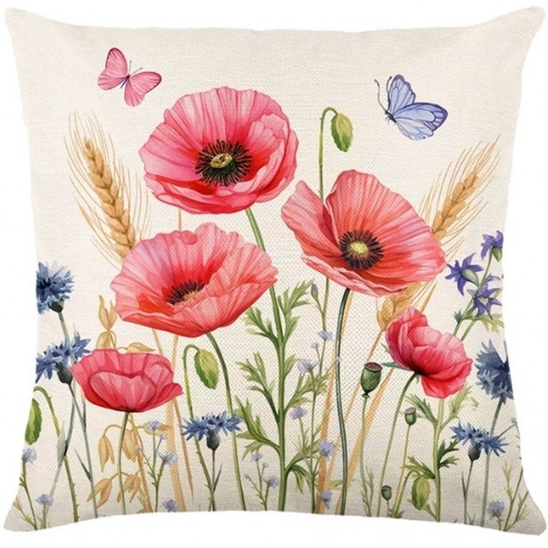 Obliečka na vankúšik s motívom jarných kvetov 45x45 cm